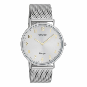 Light grey OOZOO watch with metal mesh bracelet - C20379,seiko watches,couple watches,watches designer,watches discount,women watches,best women watches,high end women's watches,high quality women's watches