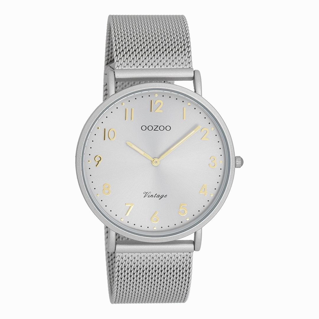 Light grey OOZOO watch with metal mesh bracelet - C20379,seiko watches,couple watches,watches designer,watches discount,women watches,best women watches,high end women's watches,high quality women's watches