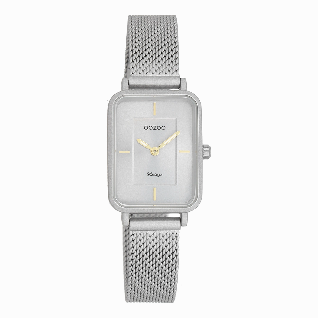 Light grey OOZOO watch with metal mesh bracelet - C20383,seiko watches,couple watches,watches designer,watches discount,women watches,best women watches,high end women's watches,high quality women's watches