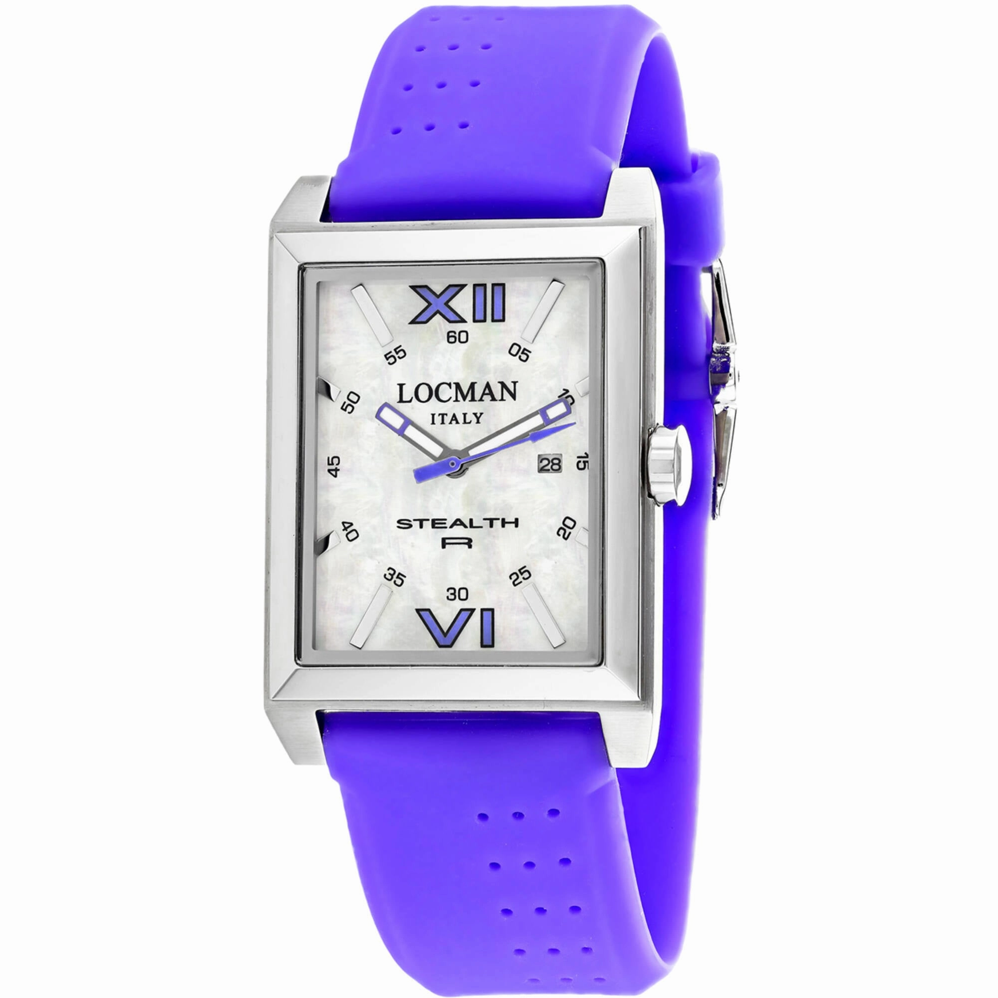 Locman Men's Watch - Classic White MOP Dial Purple Rubber Strap | 241MOPVT1VT 