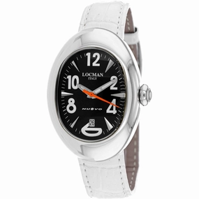 Locman Women's Watch - Classic Quartz Black Dial White Leather Strap | 2000WB Luxury Quartz Watch Quartz Watch Sale