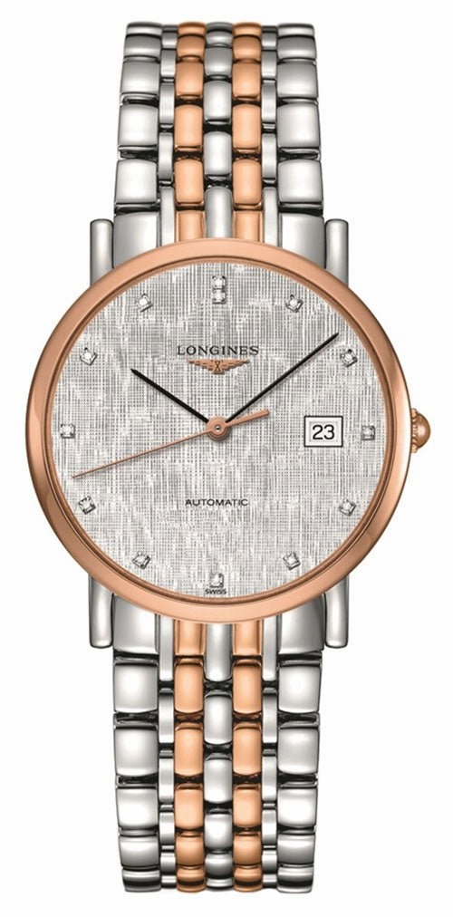 Longines Elegant Automatic Two-Tone Stainless Steel Silver Dial Diamonds Womens Watch L4.809.5.77.7 Women??s luxury watches Affordable women watches
