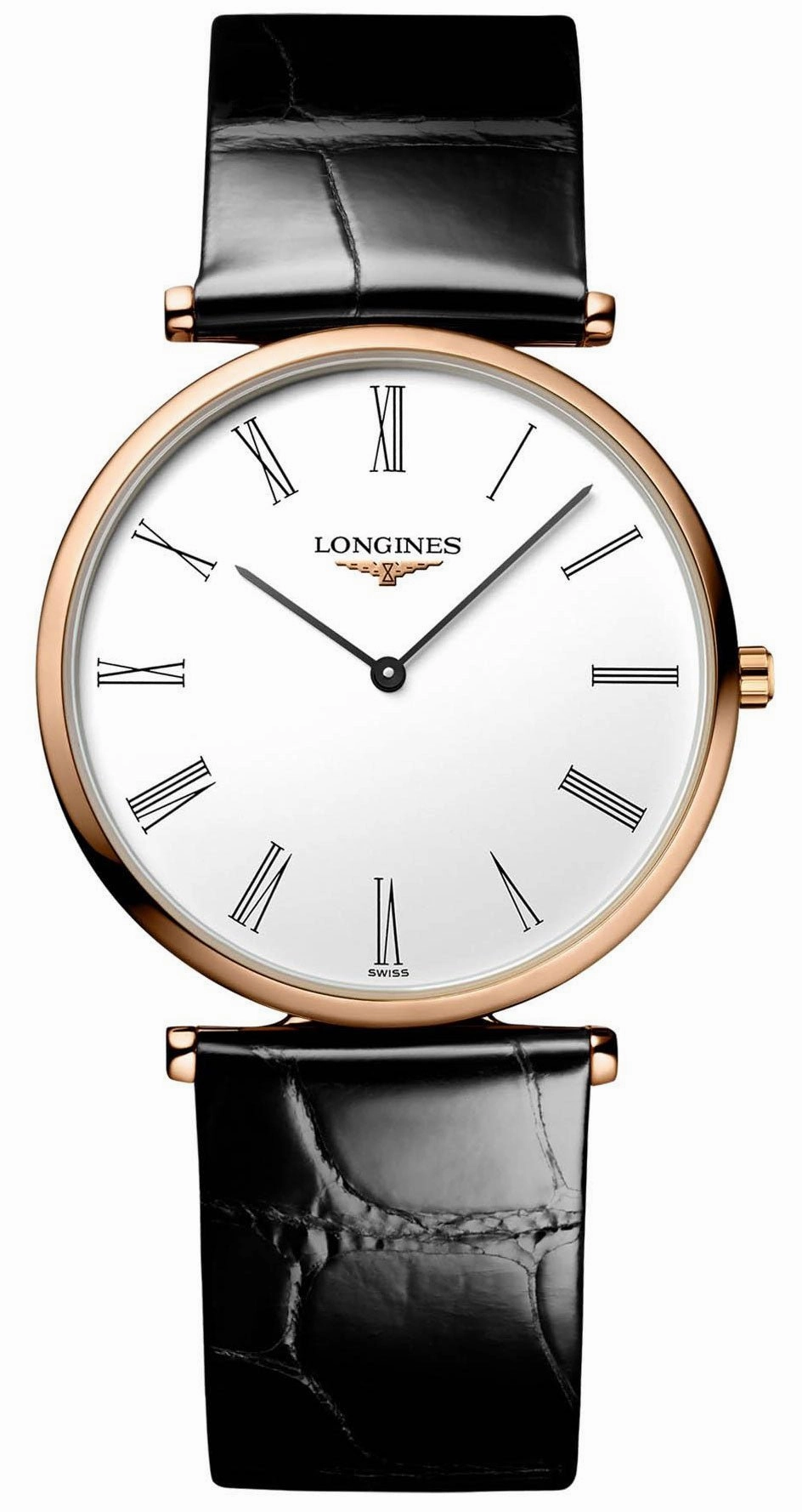 Longines La Grand Classique Rose Gold PVD White Dial Black Leather Strap Quartz Womens Watch L4.709.1.21.2 Women??s luxury watches Affordable women watches
