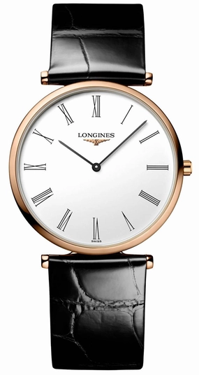 Longines La Grand Classique Rose Gold PVD White Dial Black Leather Strap Quartz Womens Watch L4.709.1.21.2 Women??s luxury watches Affordable women watches