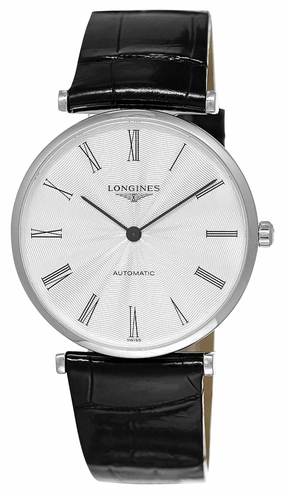 Longines La Grande Classique Automatic Stainless Steel Silver Dial Black Leather Strap Unisex Watch L4.908.4.71.2 Women??s luxury watches Affordable women watches