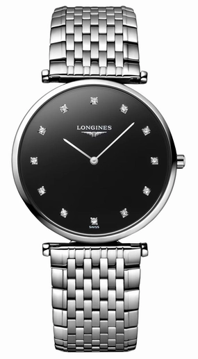 Longines La Grande Classique Stainless Steel Black Dial Diamonds Quartz Womens Watch L4.709.4.55.6 Women??s luxury watches Affordable women watches