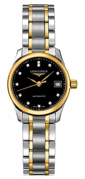 Longines Master Collection Automatic Two-Tone Stainless Steel Black Dial Diamonds Date Womens Watch L2.128.5.57.7 Women??s luxury watches Affordable women watches