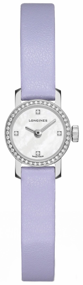 Longines Mini Levander Leather Strap Mother-Of-Pearl Dial Diamonds Womens Watch L2.303.0.87.5 Women??s luxury watches Affordable women watches