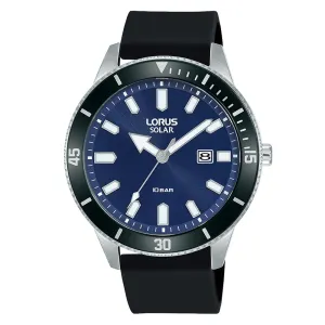 Lorus Blue Dial Black Silicone Strap Solar Mens Watch RX319AX9 cheap digital watch best digital watch for men