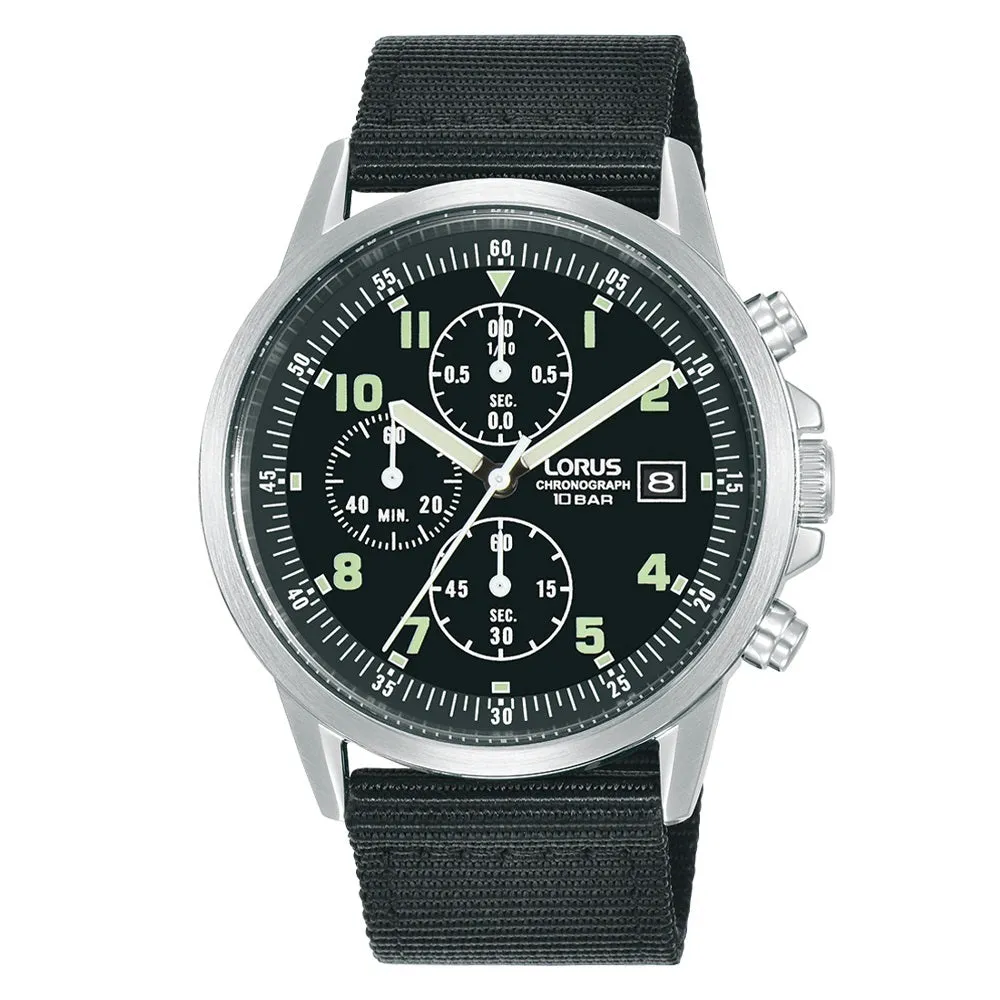 Lorus Chronograph Black Strap Mens Watch RM347JX9 cheap digital watch best digital watch for men