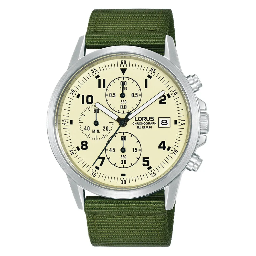 Lorus Chronograph Green Strap Mens Watch RM345JX9 cheap digital watch best digital watch for men