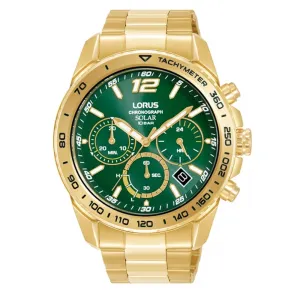 Lorus Green Dial Gold Plated Solar Chronograph Mens Watch RZ514AX9 cheap digital watch best digital watch for men