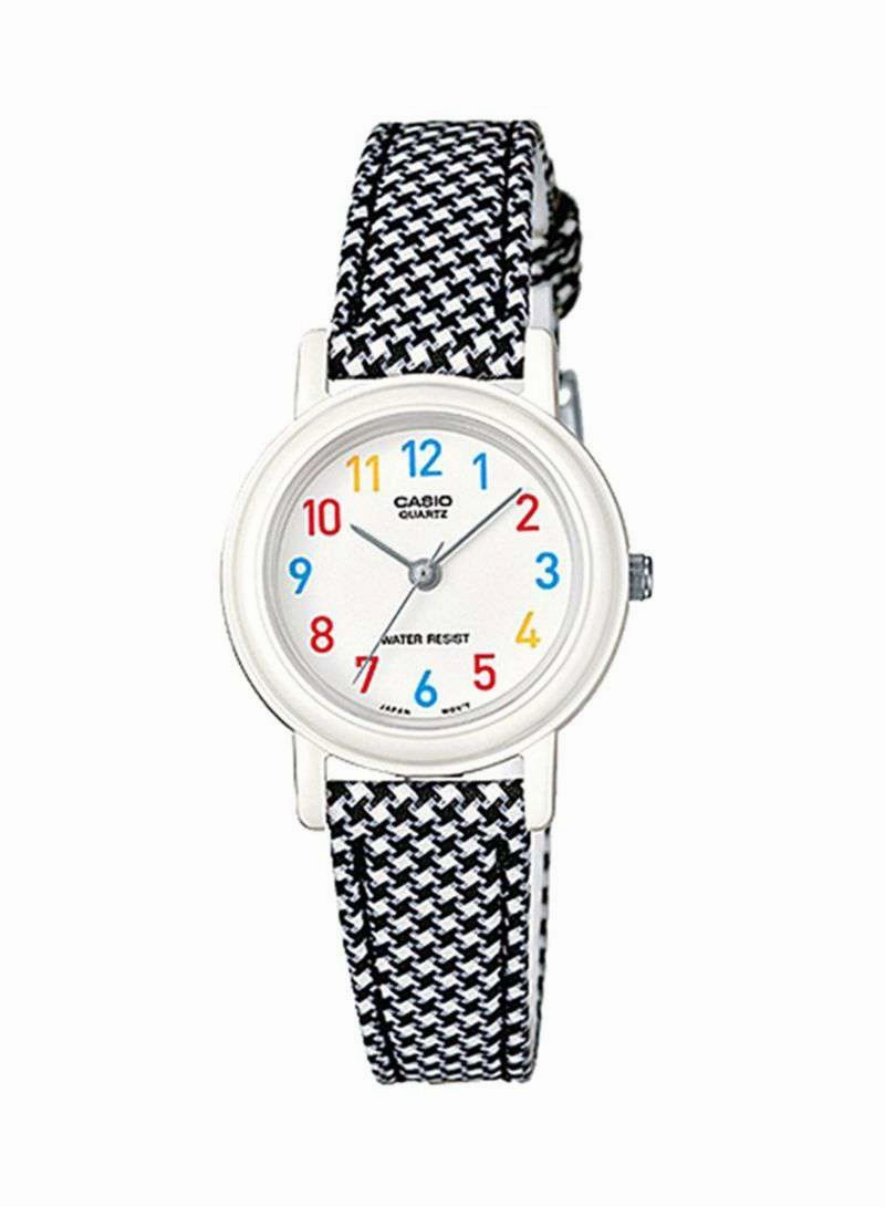 LQ-139LB-1B Black/Stripe Leather Strap Watch for Women Affordable Leather Watch Leather Watch Discount