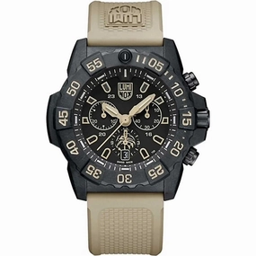 Luminox Men's Chronograph Watch - Navy Seal Black Dial Beige Strap | 3590.NSF.SET Luxury Quartz Watch Quartz Watch Sale