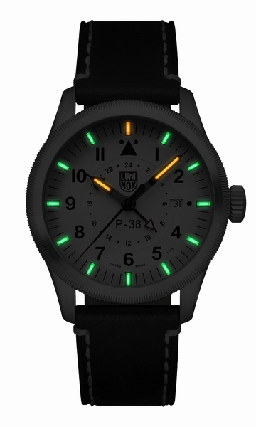 Luminox P?C38 Lightning Pilot Black Leather Strap Men's Watch XA.9527