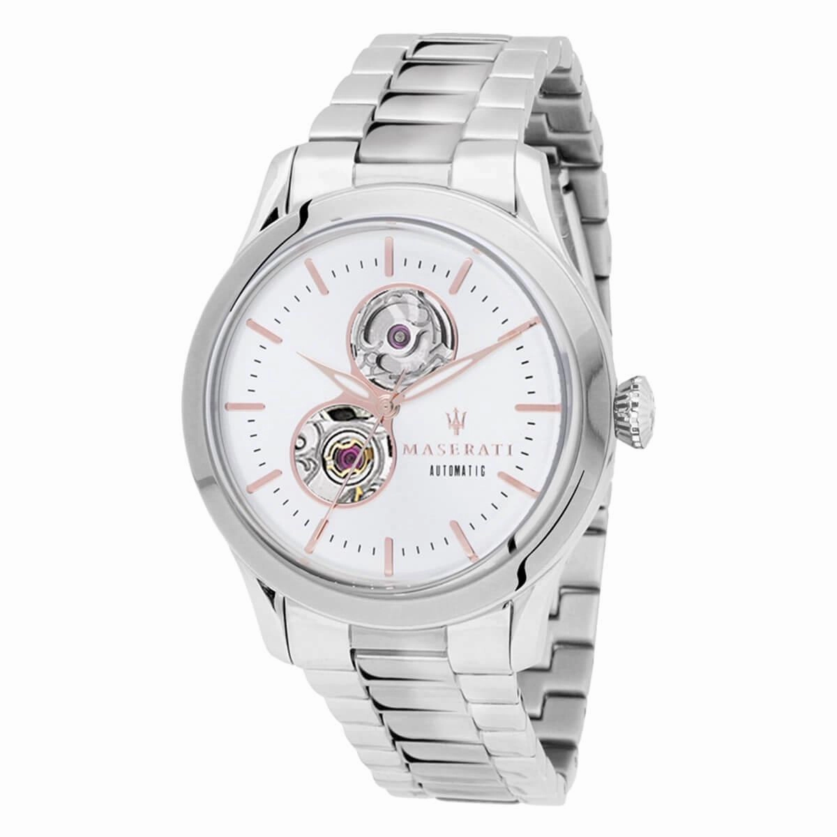 Maserati Men's Automatic Watch - Tradizione Stainless Steel White Dial | R8823125001,automatic watch,automatic watches for men,automatic watches for women,luxury automatic watch,minimalist automatic watch,dress automatic watch,vintage automatic watch,auto