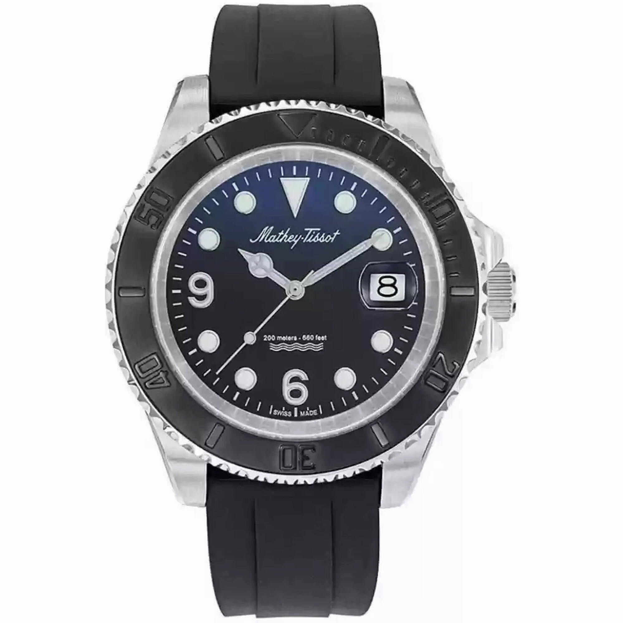 Mathey Tissot Men's Watch - Mathy Design Blue Dial Black Rubber Strap | H909ABU 