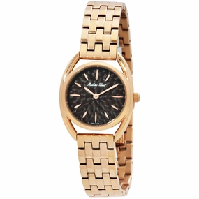 Mathey Tissot Women's Watch - Saphira Rose Gold Case Silver Dial Black Strap | D933PM Luxury Quartz Watch Quartz Watch Sale