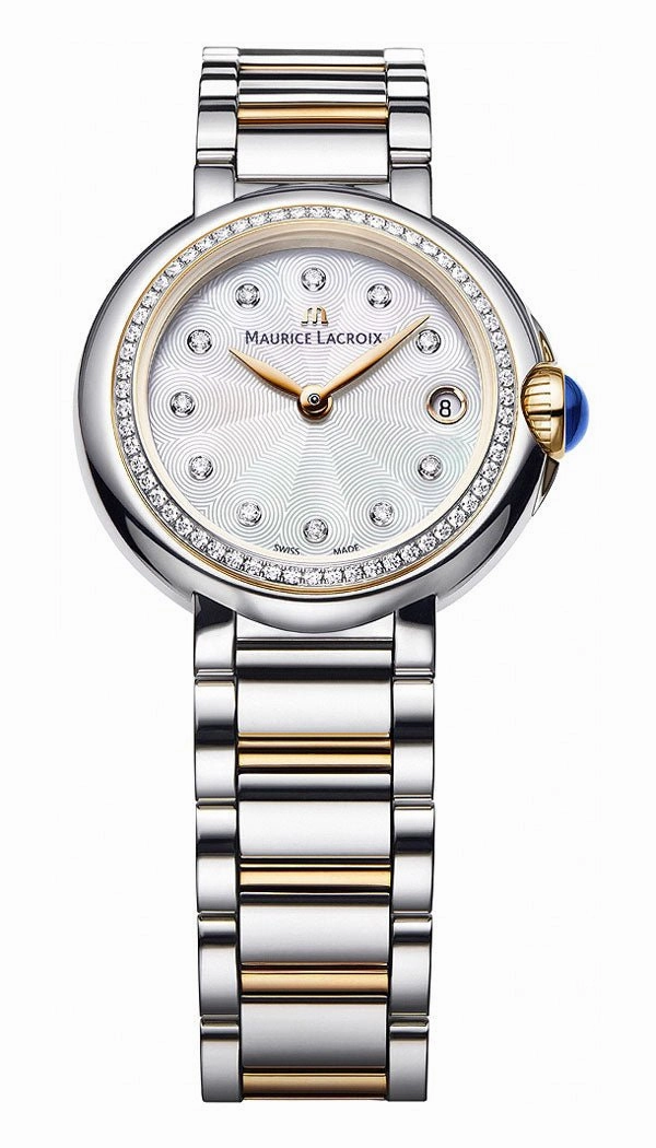 Maurice Lacroix Fiaba Two Tone Steel Diamonds Mother-of-Pearl Dial Date Quartz Womens Watch FA1003-PVP23-170-1 Women??s luxury watches Affordable women watches