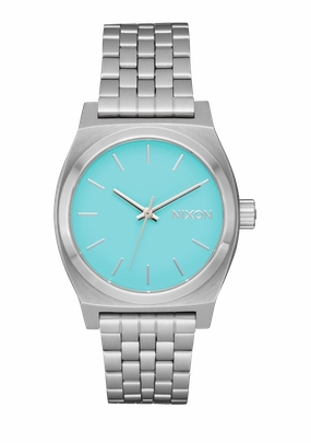 Medium Time Teller - Silver / Turquoise stainless-steel watches stainless steel watch bands stainless steel watches cheap