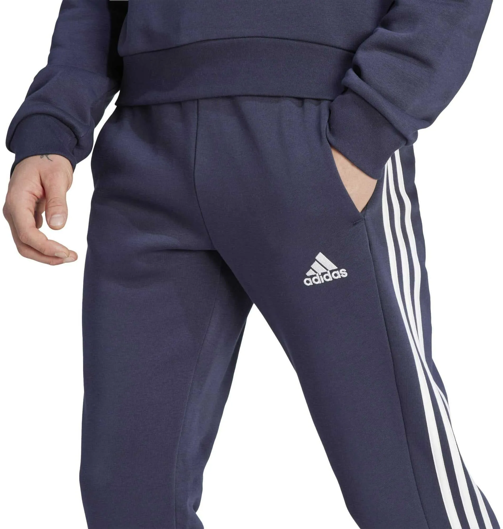 Men's Essentials Fleece 3-Stripes Tapered Cuff Joggers
