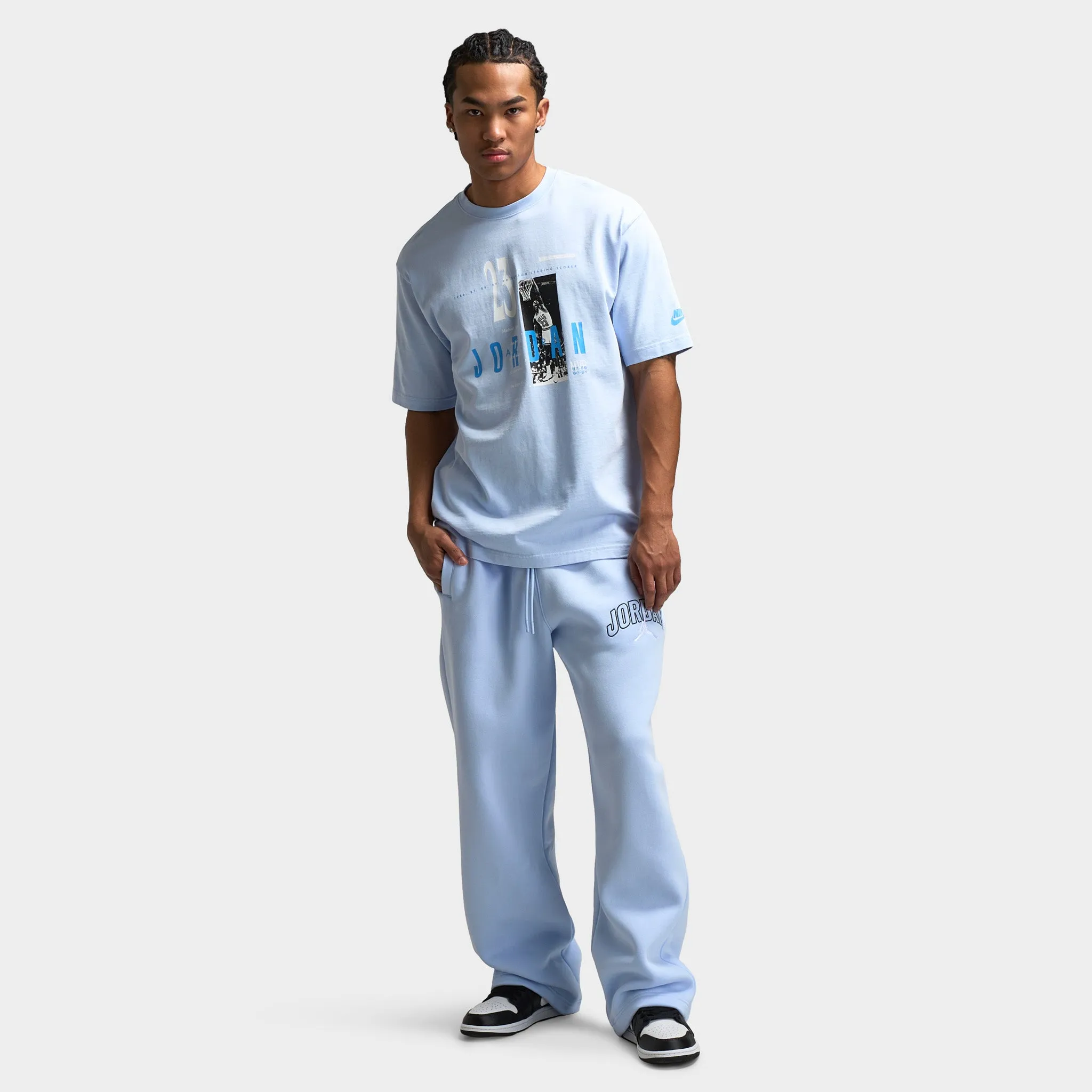 Mens Jordan Jordan Brooklyn Oversized Open Hem Pants / Hydrogen Blue