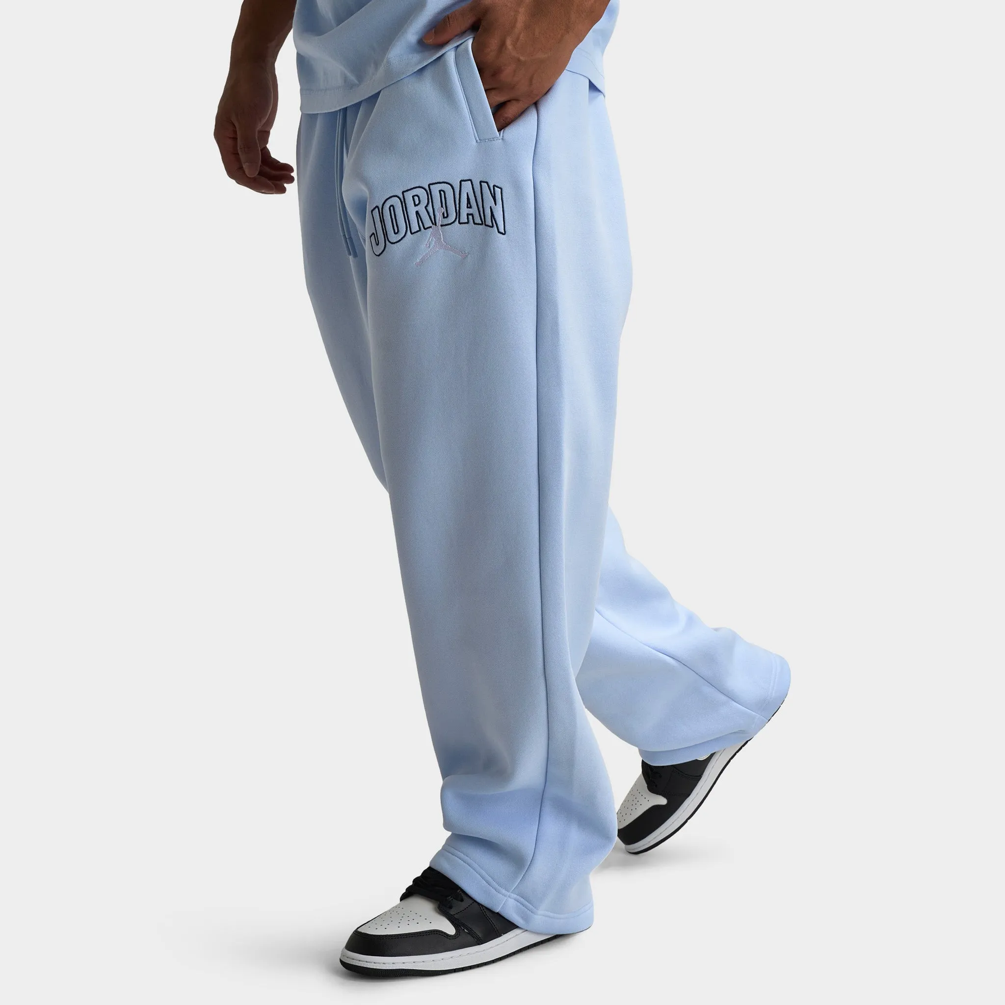 Mens Jordan Jordan Brooklyn Oversized Open Hem Pants / Hydrogen Blue