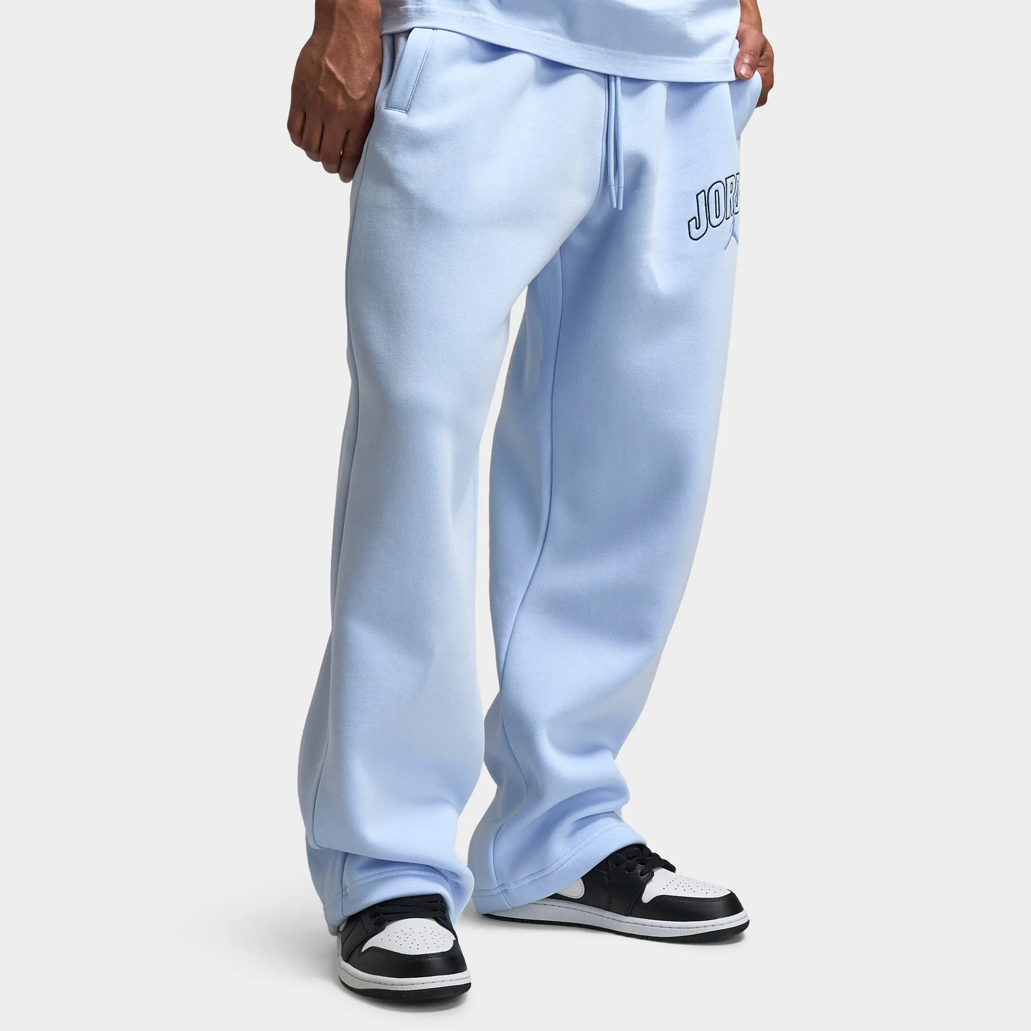Mens Jordan Jordan Brooklyn Oversized Open Hem Pants / Hydrogen Blue
