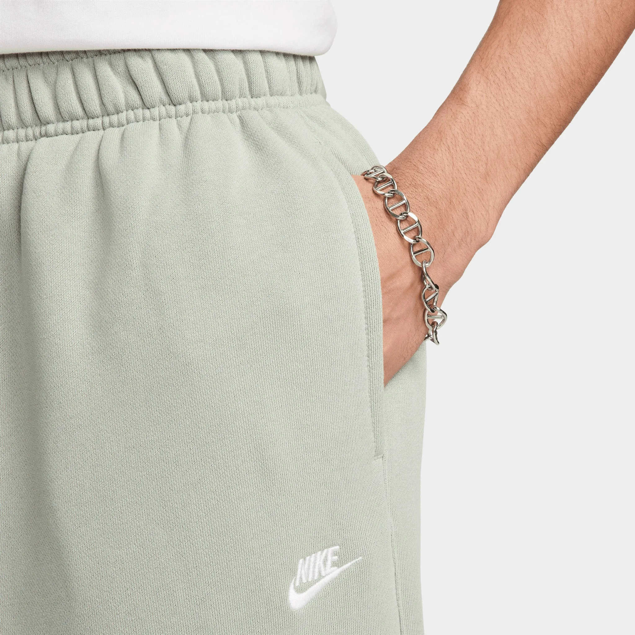 Mens Nike Nike Club Fleece French Terry Oversized Pants Jade Horizon / White