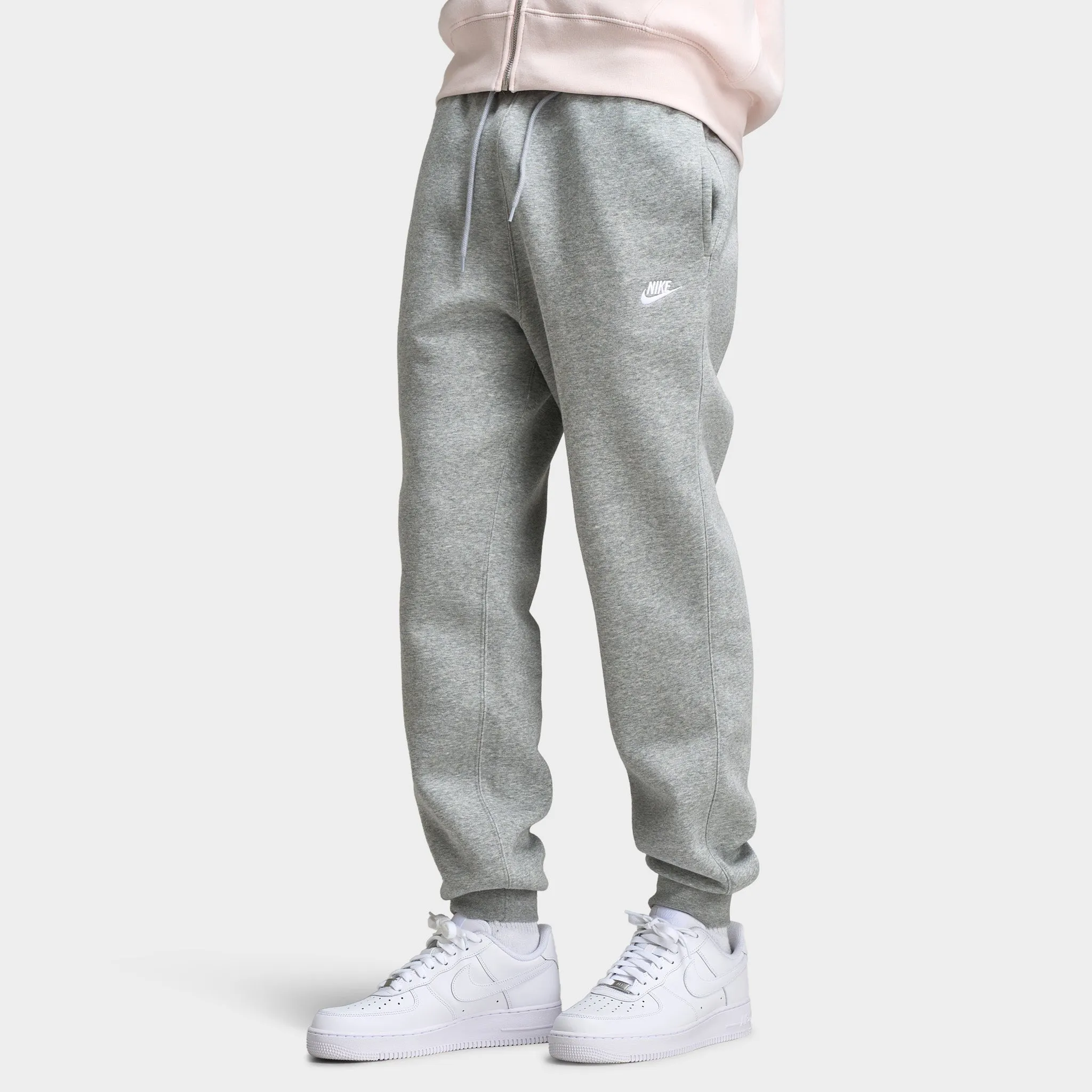 Mens Nike Nike Club Fleece Joggers Dark Grey Heather / Light Smoke Grey - White