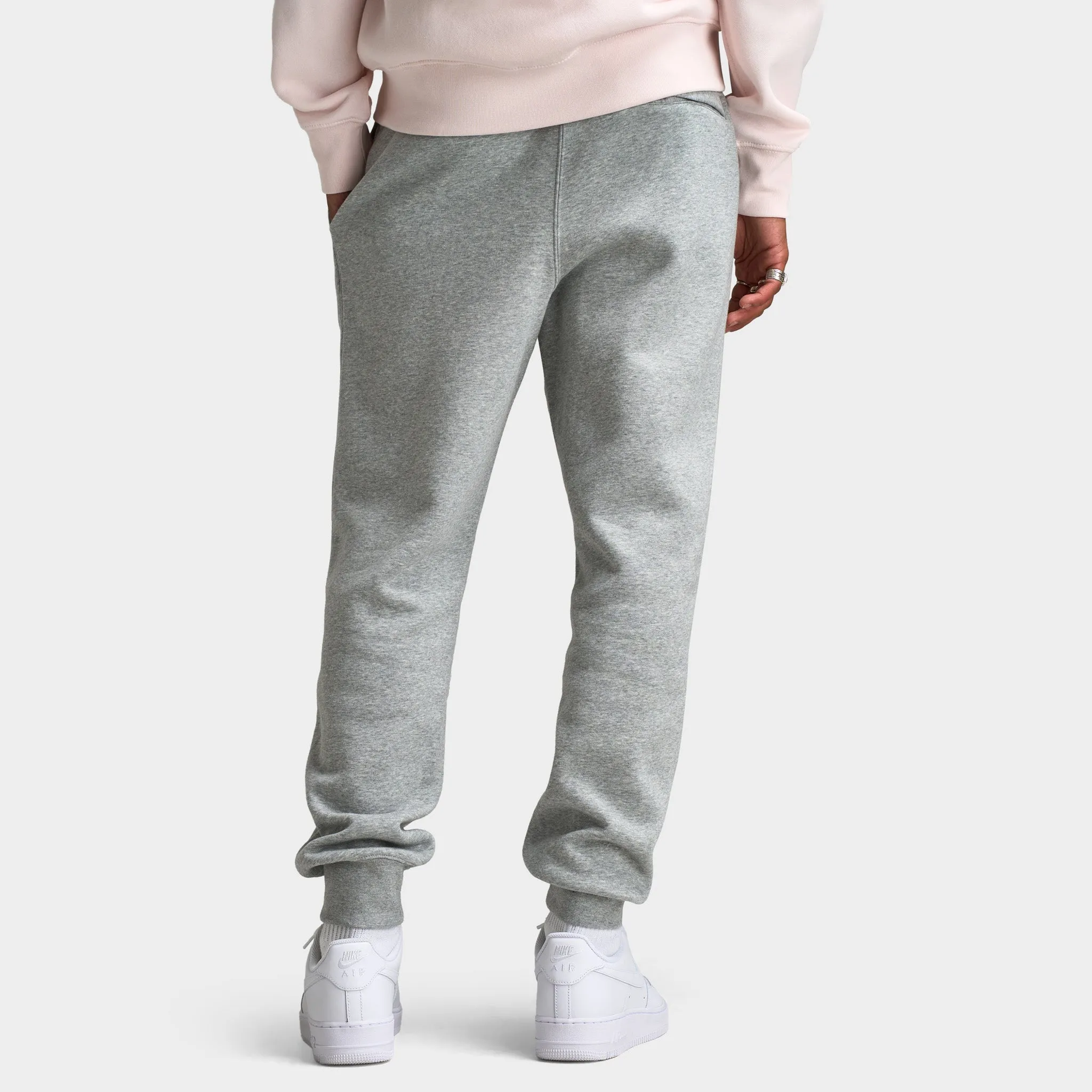 Mens Nike Nike Club Fleece Joggers Dark Grey Heather / Light Smoke Grey - White