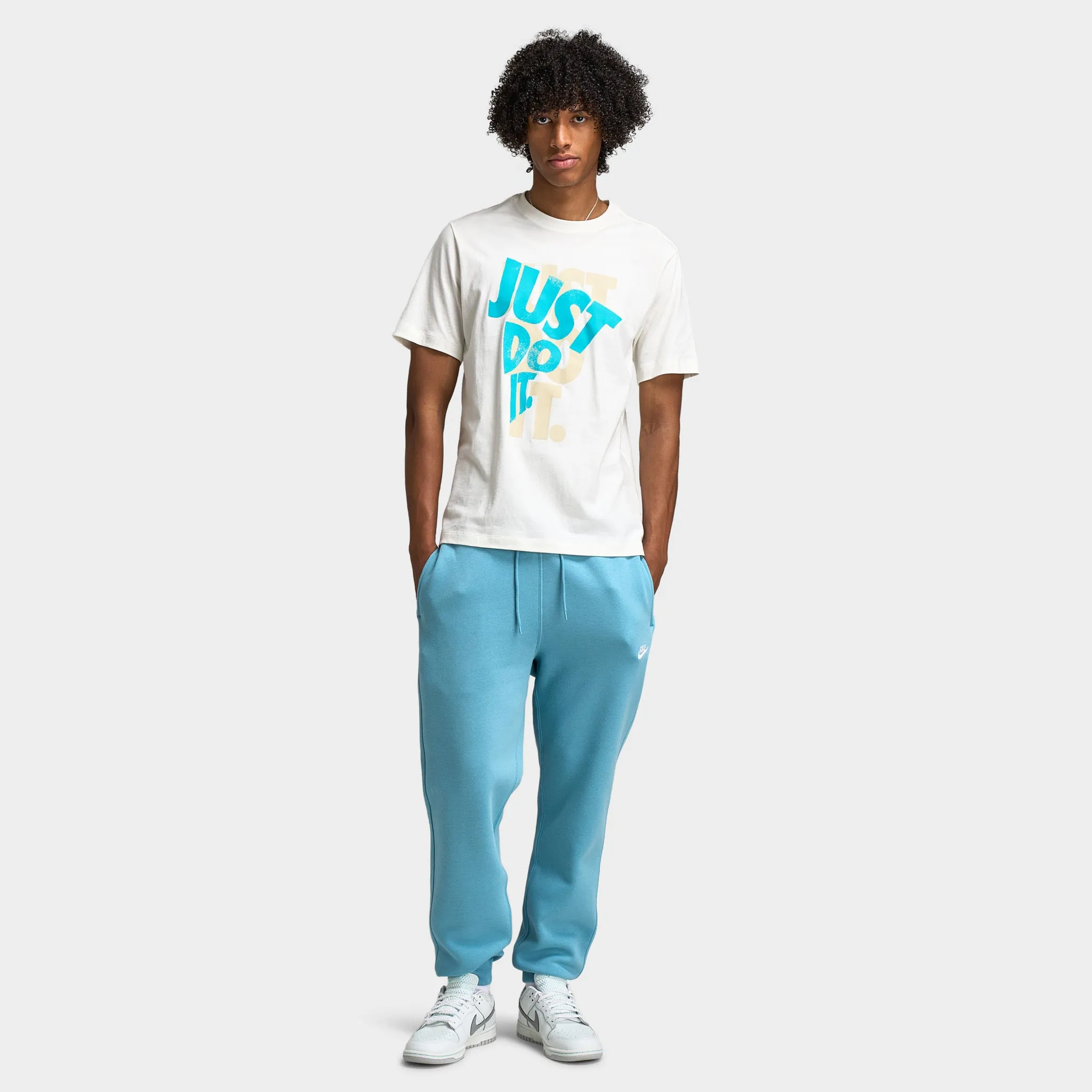 Mens Nike Nike Club Fleece Joggers Denim Turq / White