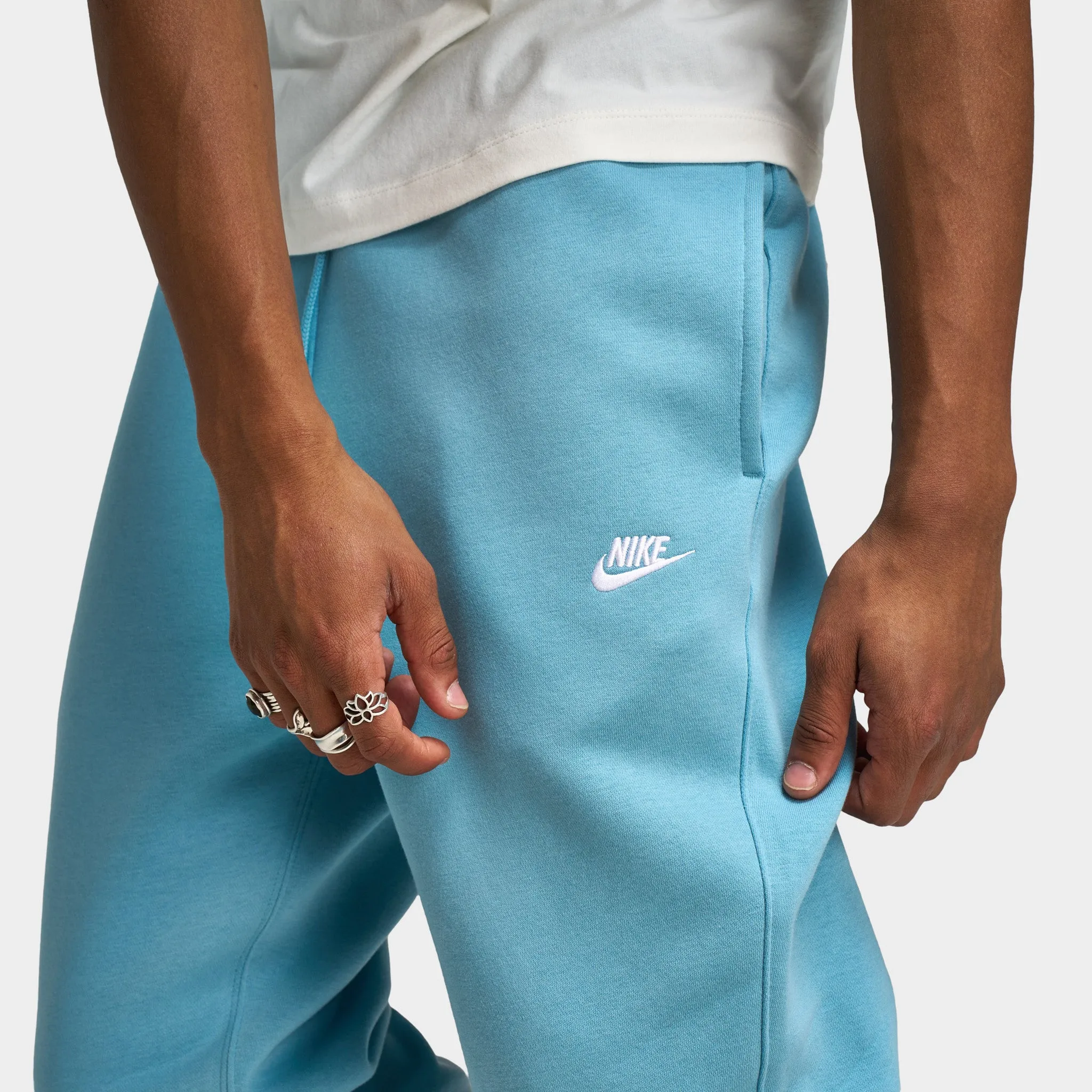 Mens Nike Nike Club Fleece Joggers Denim Turq / White