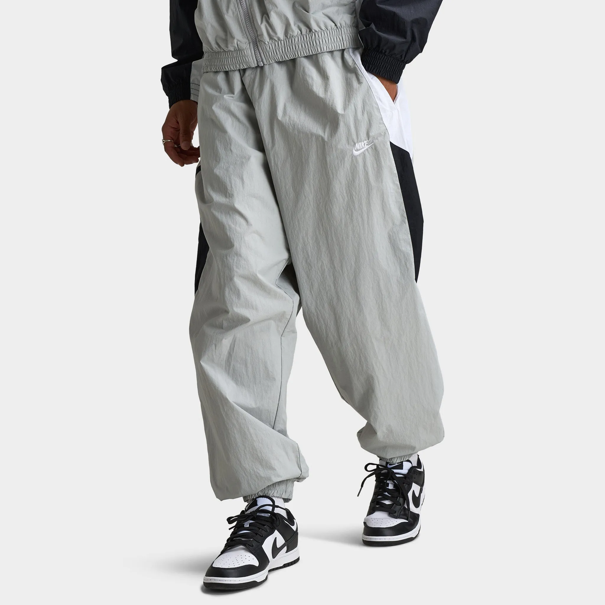 Mens Nike Nike Club Woven Track Pants Lt Smoke Grey / White - Black