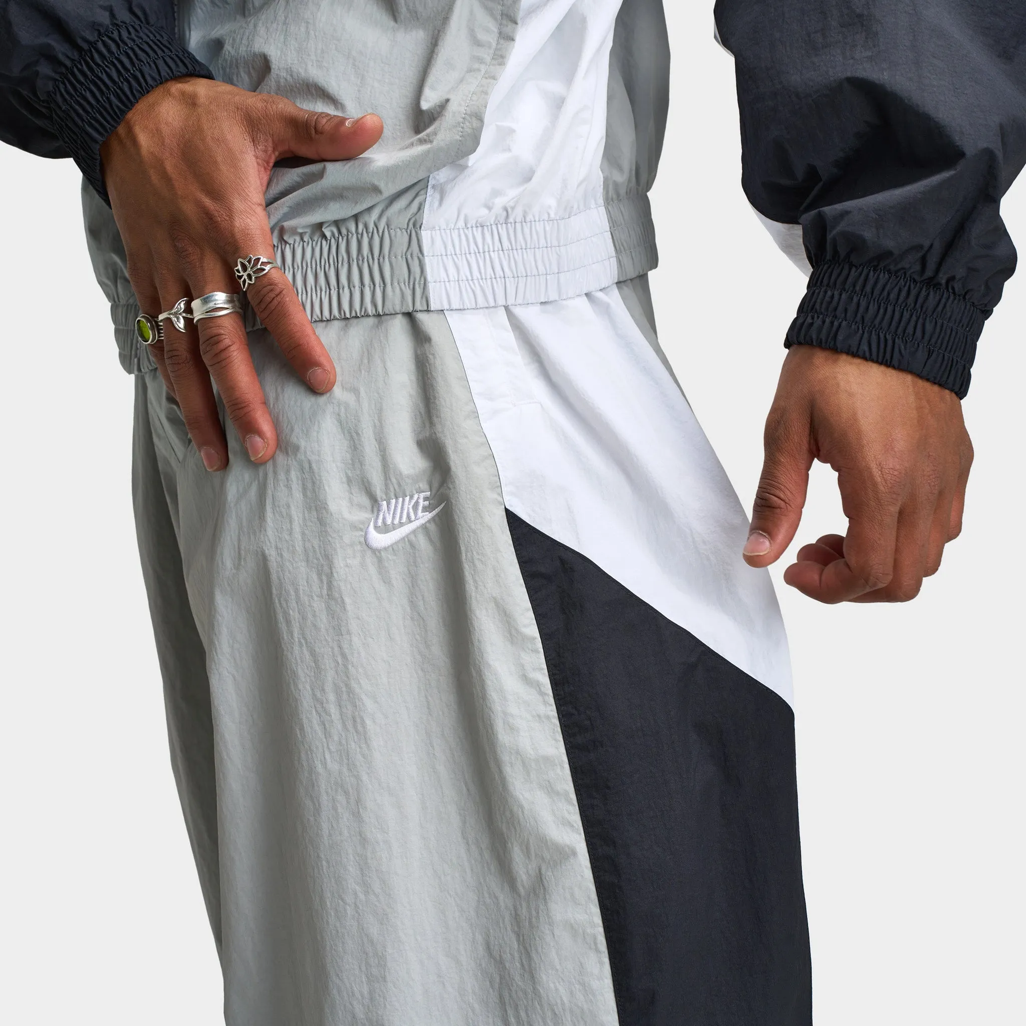 Mens Nike Nike Club Woven Track Pants Lt Smoke Grey / White - Black