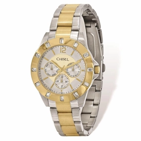 Mens Chisel IP-plated 2-tone Stainless Steel Silver Dial Watch 