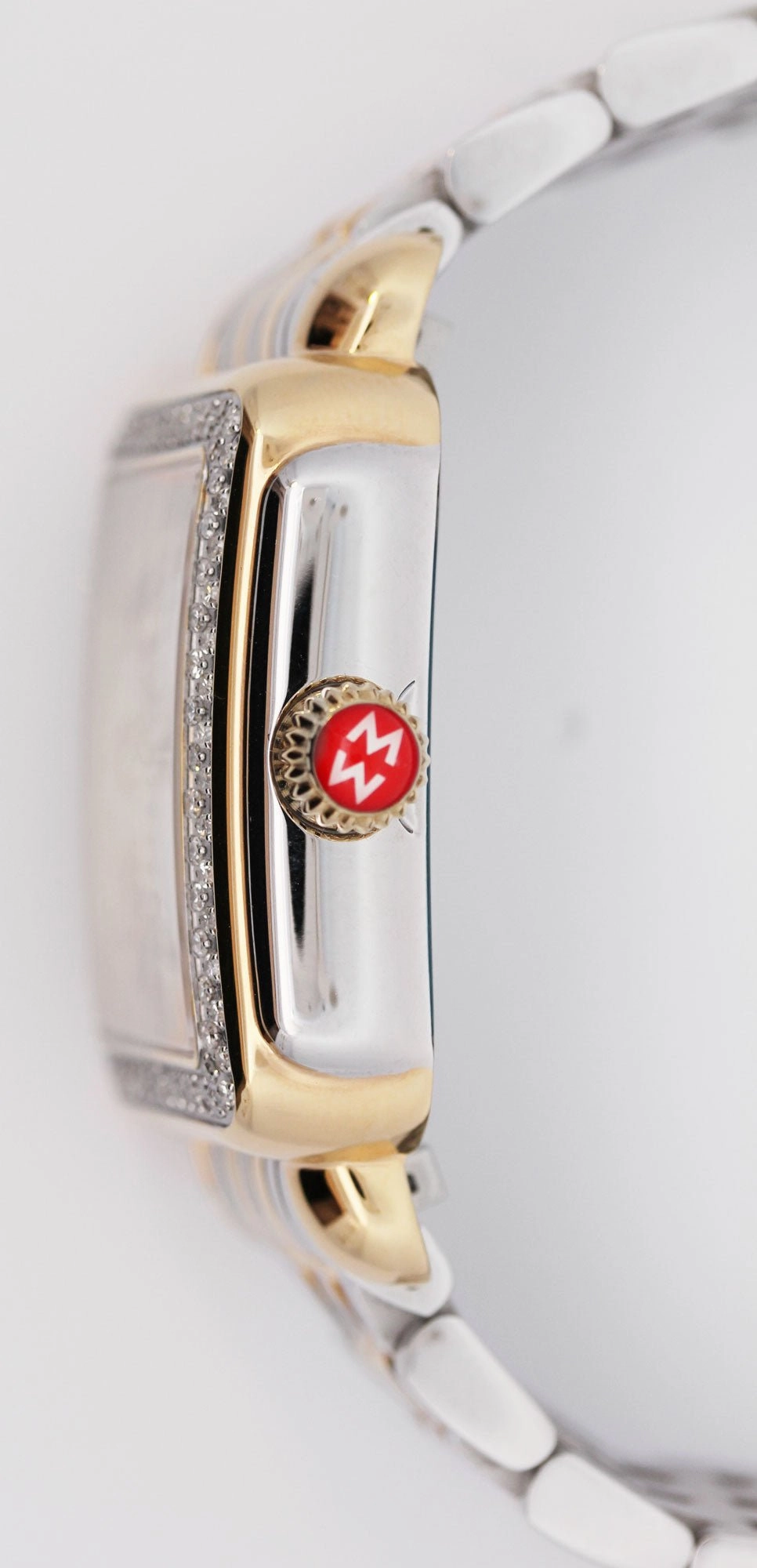 Michele Deco Madison Two-Tone Steel Diamonds Silver Dial Date Rectangle Womens Watch MWW06T000144