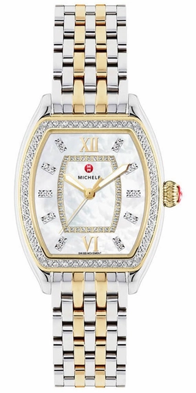 Michele Releve Two-Tone Steel Diamonds Mother-of-Pearl Dial Quartz Womens Watch MWW19B000002 Women??s luxury watches Affordable women watches