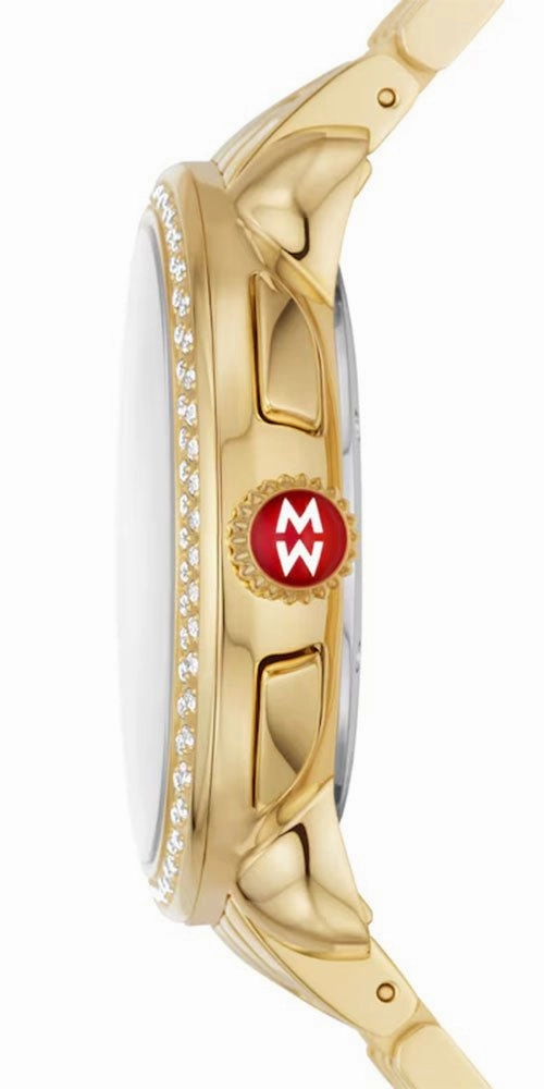 Michele Serein Chronograph Diamonds Mother-of-Pearl Dial 18K Gold-Plated Steel Womens Watch MWW21A000070