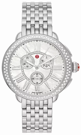 Michele Serein Chronograph Diamonds Mother-of-Pearl Dial Stainless Steel Womens Watch MWW21A000068 Women??s luxury watches Affordable women watches