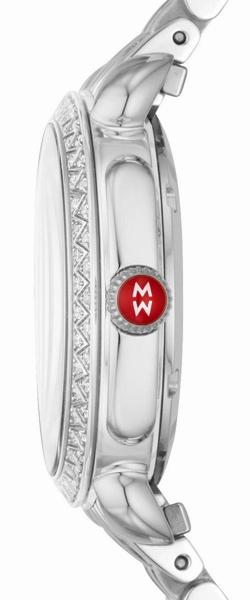 Michele Sidney Classic Stainless Steel Mother-of-Pearl Dial Diamonds Womens Watch MWW30B000001