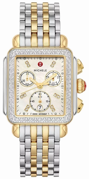 Michele Signature Deco Chronograph Date Two-Tone Stainless Steel & Diamonds Womens Watch MWW06A000776 Women??s luxury watches Affordable women watches