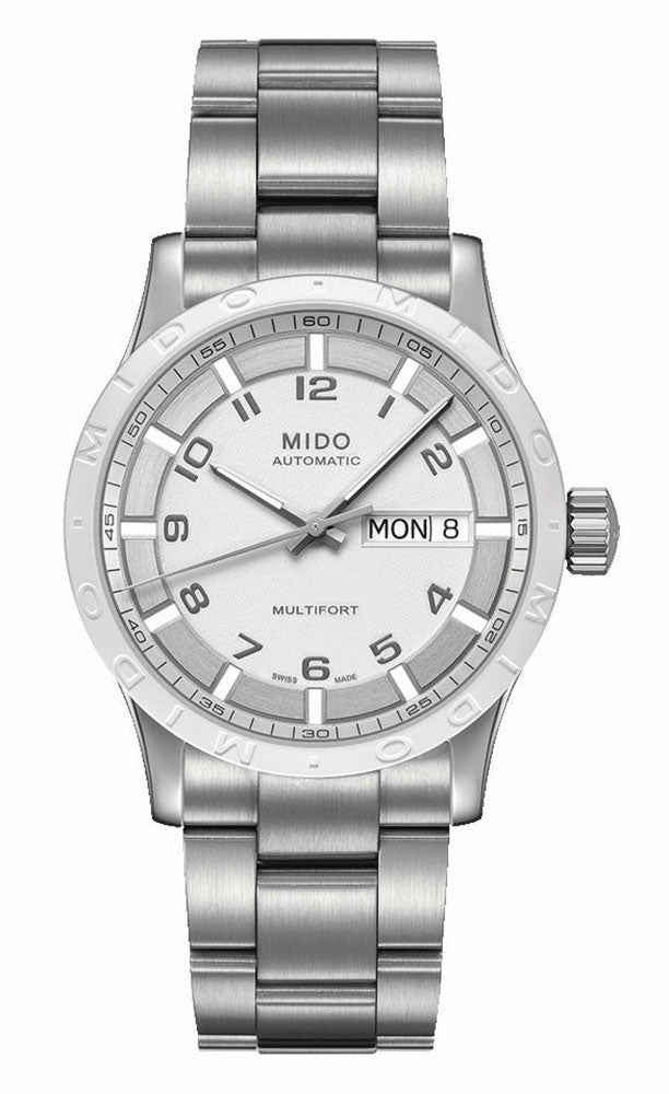 Mido Multifort Stainless Steel White Dial Day-Date Automatic Unisex Watch M018.830.11.012.00 Women??s luxury watches Affordable women watches