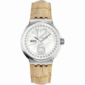Mido Women's Diamond Watch - All Dial MOP Dial Brown Leather Strap | M73404398,automatic watch,automatic watches for men,automatic watches for women,luxury automatic watch,minimalist automatic watch,dress automatic watch,vintage automatic watch,automatic 