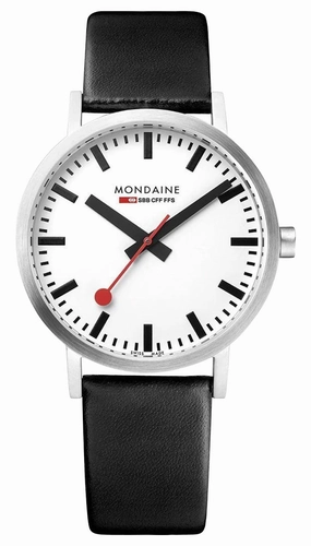 Mondaine Classic Stainless Steel White Dial Black Vegan Leather Strap Quartz Unisex Watch A660.30314.11SBB Women??s luxury watches Affordable women watches