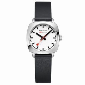 Mondaine Cushion Black Vegan Grape Leather Watch MSL.31110.LBV 