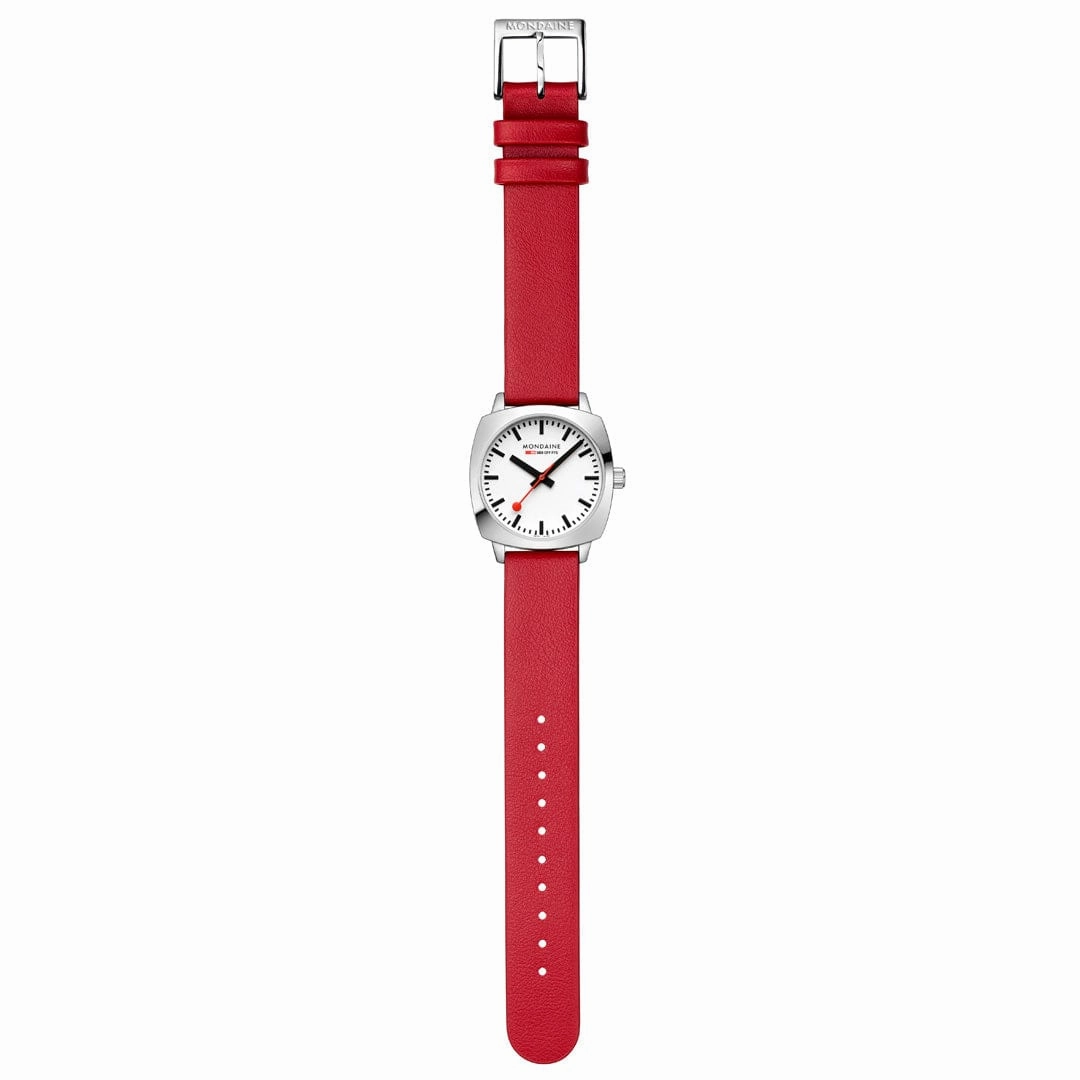 Mondaine Cushion Red Vegan Grape Leather Watch MSL.31110.LCV