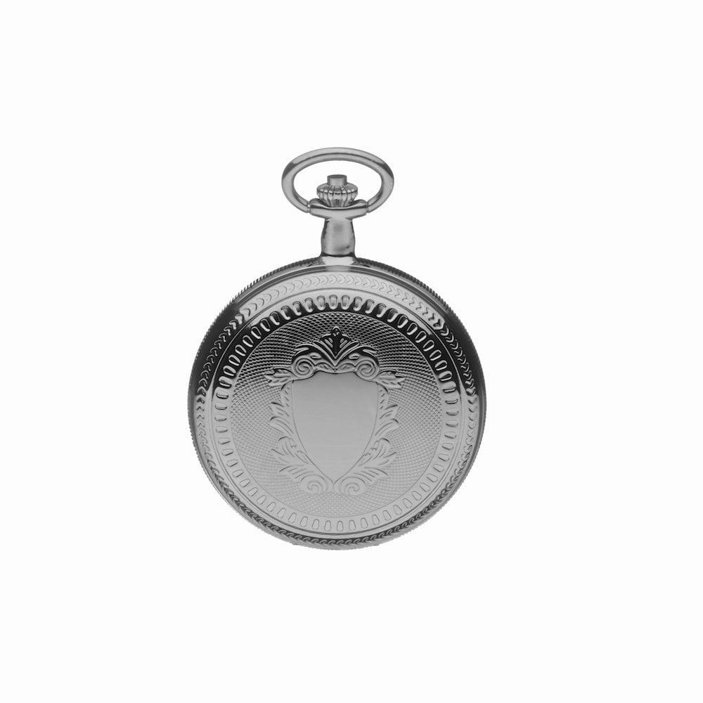 Mount Royal Chrome Plated Full Hunter Skeleton Dial Mechanical Pocket Watch MR-B22