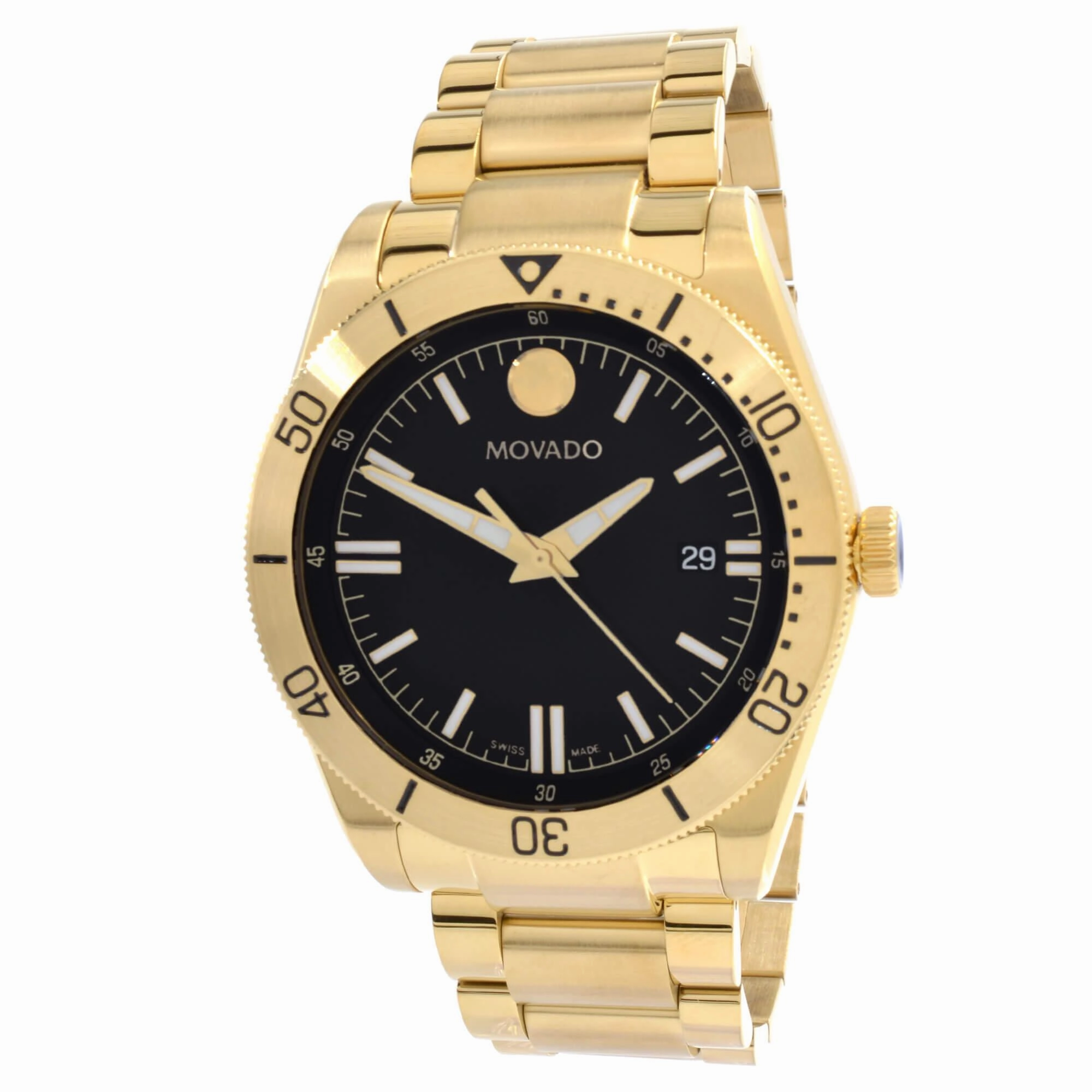 Movado Men's Quartz Watch - Sport Black Dial Yellow Gold Tone Bracelet | 0607436 Luxury Quartz Watch Quartz Watch Sale