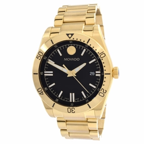 Movado Men's Quartz Watch - Sport Black Dial Yellow Gold Tone Bracelet | 0607436 Luxury Quartz Watch Quartz Watch Sale